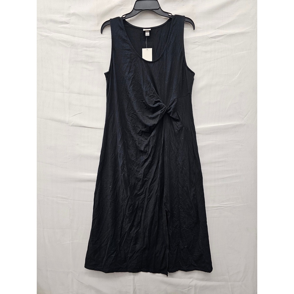 A New Day Womens Twist Front Midi Dress Black Cotton Blend Casual Size XL